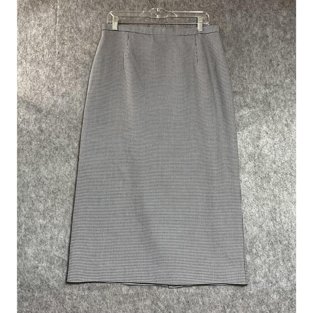 Vintage MICHELE Skirt Womens Medium Black Check Straight Pencil Maxi Classic USA